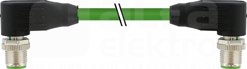 M12/M12 PUR-OB 2x2x0,34 0,6m ETHERNET zielony Przewód męski kątowy/męski kątowy ekranowany