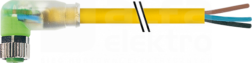 M8 PUR-OB 3x0,25 5m LED żółty Przewód czujnikowy żeński kątowy