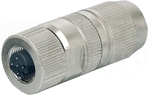 M12 4P max.0,34mm2 4,5-8,8mm ETHERNET kod.D Wtyk żeński prosty zaciski nożowe ekranowany