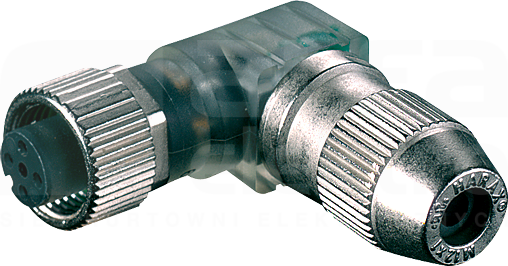 MOSA M12 4P 0,25-0,5mm2 LED Wtyk żeński kątowy zaciski nożowe