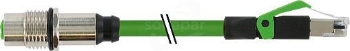 PUR 2x2xAWG22 M12 1m zielony Złącze panelowe