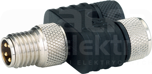 T-COUPLER NANO M8-MALE 4P/ 2X M8 Przewód czujnikowy męski prosty/żeński prosty
