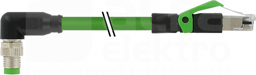 M8 PUR-OB RJ45 ETHERCAT UL CSA 5m zielony Konektor męski kątowy ekranowany