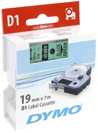 DYMO CZARNO/ZIELONA TAŚMA D1 19mm*7mb(45809)