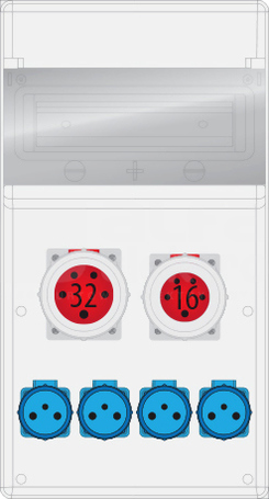 MAX BOX-11S 32A/5P 16A/5P 4xGS +zab IP65 Rozdzielnica z tworzywa
