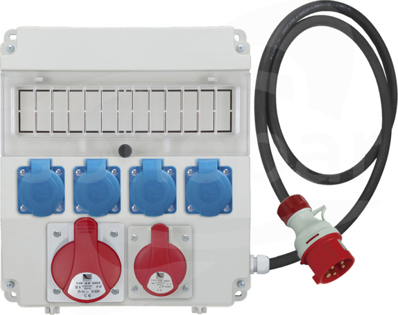 R-BOX LUX-320 13S 1x32/5, 1x16/5, 4x250V IP44+ Rozdzielnica z tworzywa z przewodem