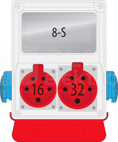 R-BOX 240 8S 16A/5P 32A/5P 2xGS puste okno, Rozdzielnica z tworzywa