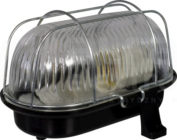 OWALNA 60W E27 IP44 230V czarny Oprawa kanałowa+siatka
