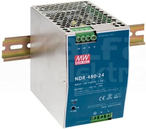 NDR-480-24 480W 24V/20A Zasilacz impulsowy jednofazowy