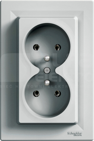 ASFORA 2x2P+Z aluminium Gniazdo sieciowe z ramką