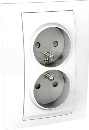 UNICA PLUS 2x2P+Z biel polarna Gniazdo sieciowe z przesł.