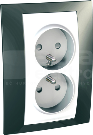 UNICA PLUS 2x2P+Z terra manganowa Gniazdo sieciowe z przesł.