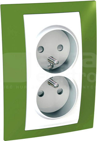 UNICA PLUS 2x2P+Z zieleń pistacjowa Gniazdo sieciowe z przesł.