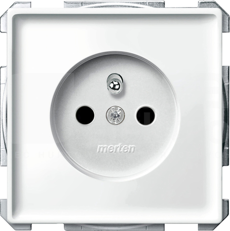 MERTEN DESIGN 2P+Z biały połysk Gniazdo sieciowe z przesł.