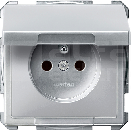 MERTEN DESIGN 2P+Z aluminium Gniazdo sieciowe z przesł.z klapką