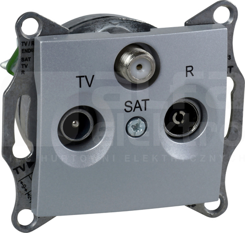 SEDNA 4dB aluminium Gniazdo R/TV/SAT przelotowe