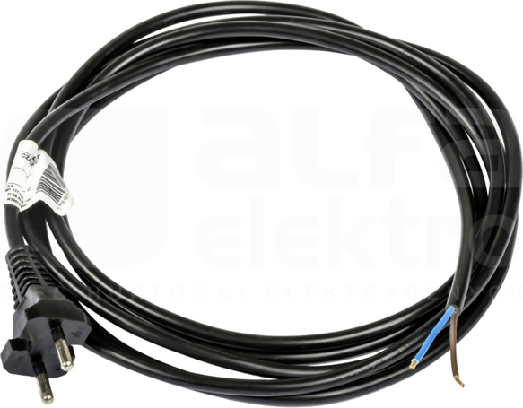 SPZ-15 2x1,0mm 16A 3,1m czarny Przewód przyłączen.okrągły