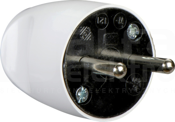 W-121 2P 16A biały Wtyczka prosta