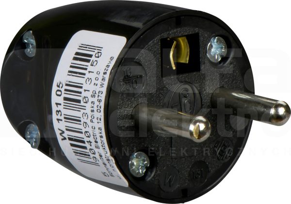 W-131 2P+Z 16A czarny Wtyczka prosta
