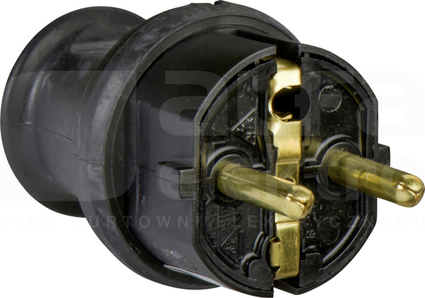 W-1797 UNISCHUKO IP44 czarny Wtyczka prosta