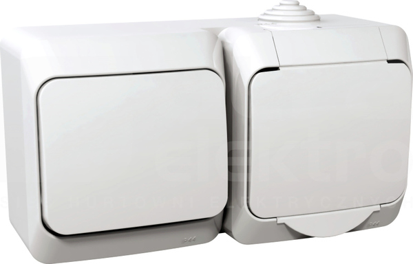 CEDAR PLUS 2P+Z IP44 biały Łącznik+gniazdo siec.