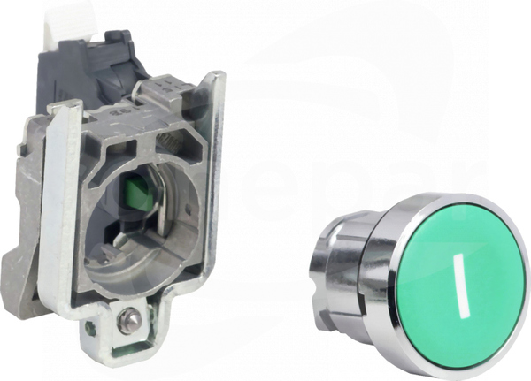 XB4BA33115 N/O ZIELONY PŁASKI Przycisk Metalowy Okrągły Płaski