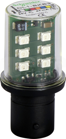 DL1BKB3 24VAC/DC ZIELONY LED migający trzonek BA15d