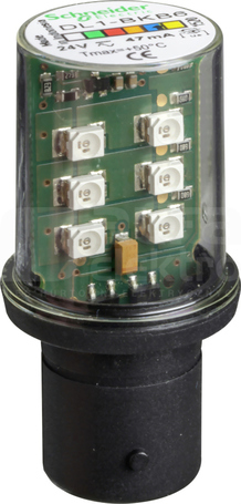 DL1BKB6 24VAC/DC NIEBIESKI LED MIGAJĄCY TRZONEK BA15d