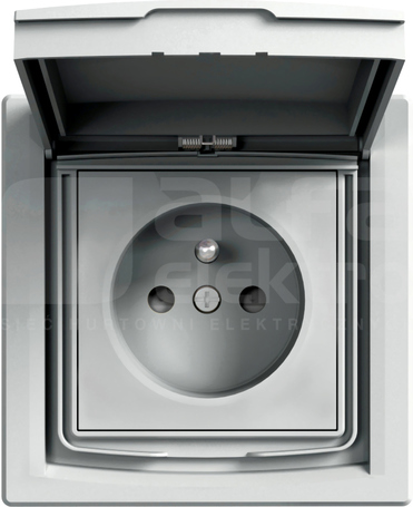 ASFORA 2P+Z IP44 aluminium Gniazdo sieciowe z przesł.z ramką