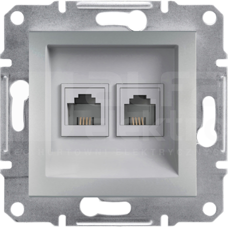 ASFORA 2xRJ11 aluminium Gniazdo telefoniczne bez ramki