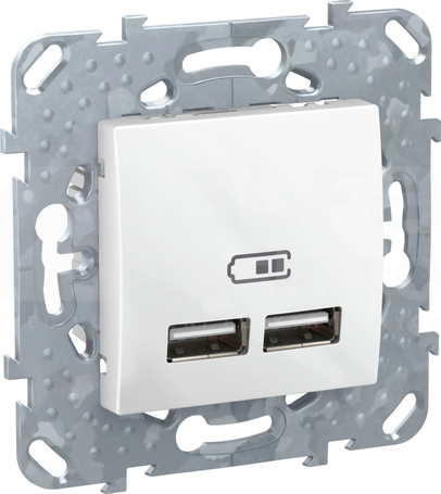 UNICA PLUS 2xUSB 2.0 biały polarny Gniazdo ładowarki