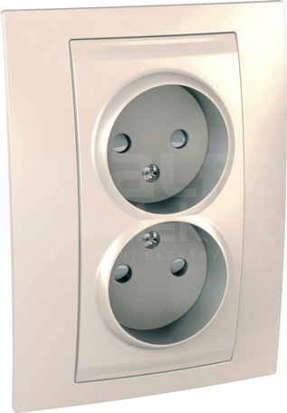 UNICA PLUS 2x2P piaskowy Gniazdo sieciowe z przesł.