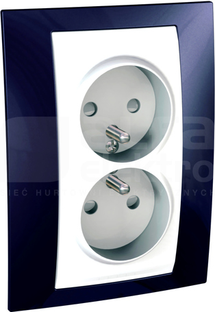 UNICA PLUS 2x2P+Z błękit indygo Gniazdo sieciowe z przesł.