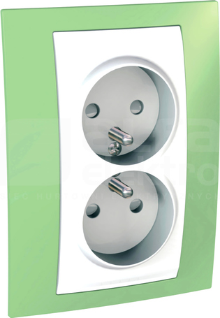 UNICA PLUS 2x2P+Z zieleń oliwkowa Gniazdo sieciowe z przesł.