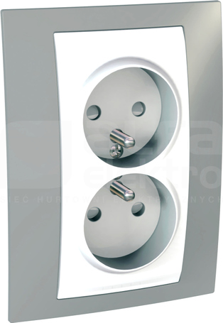 UNICA PLUS 2x2P+Z szary alabaster Gniazdo sieciowe z przesł.