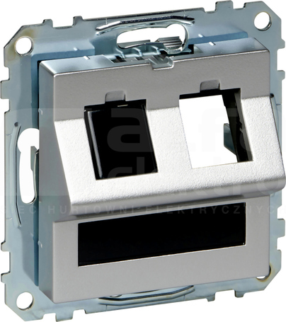 MERTEN M 2xRJ45 aluminium Płytka mont.gn.komp.+klapka+p.opis.