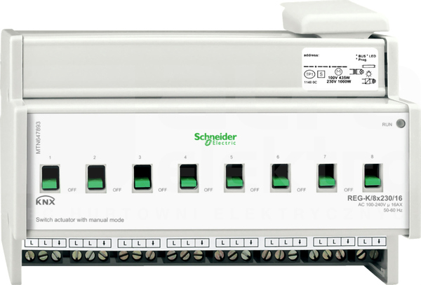 MERTEN KNX 8x230/16 REG-K Aktor załączający uruch.ręcz.