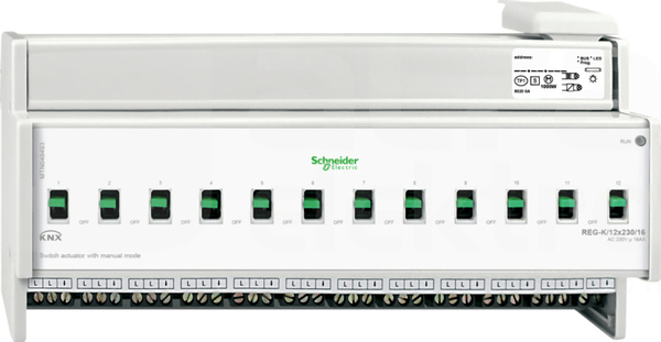 MERTEN KNX 12x230/16 REG-K Aktor załączający uruch.ręcz.