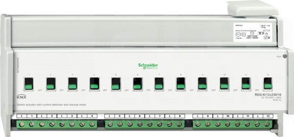 MERTEN KNX 12x230/16 REG-K Aktor załączający uruch.ręcz.z det.prąd.
