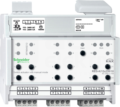 MERTEN KNX 12x230/10 REG-K Aktor załączający uruch.ręcz.