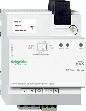 MERTEN KNX 30VDC 160mA REG-K Zasilacz z wej.mod.zasil.awar.