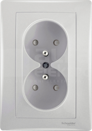 SEDNA 2x2P+Z aluminium Gniazdo sieciowe z przesł.kompletne