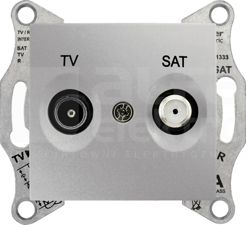 SEDNA 8dB aluminium Gniazdo TV/SAT przelotowe