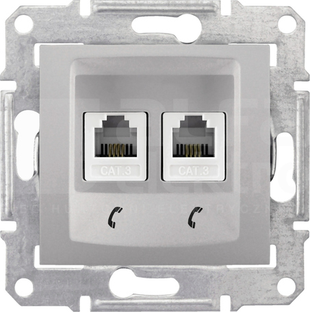 SEDNA 2xRJ11 aluminium Gniazdo telefoniczne
