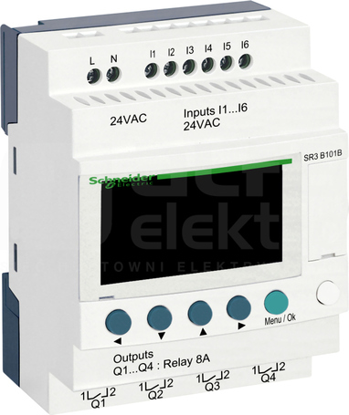 SR3B101B 24VAC ZELIO LOGIC 6IN 4 DIGIT OUT CLOCK