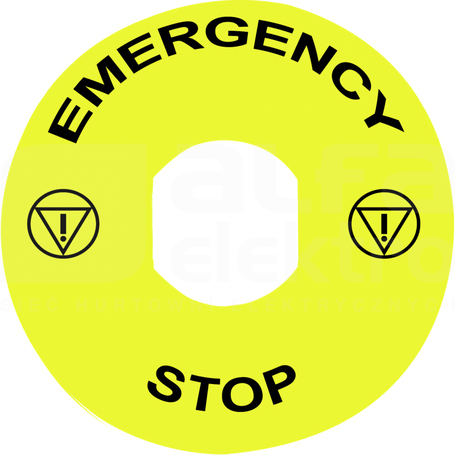 ZBY8330*EMERGENCY STOPŻÓŁT ETYKIETA OKRAGLA D90 WYL.BEZ