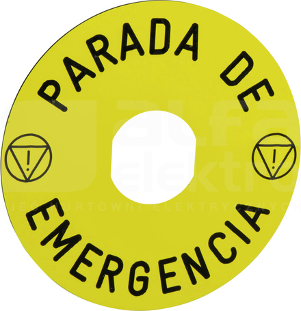 ZBY8430*PARADA DE EMERGENCI ETYKIETA OKRAGLA D90 WYL.BEZ