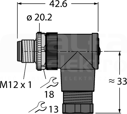 BS8251-0 M12 5P Wtyk męski kątowy