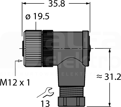 B8241-0 M12 4P Wtyk żeński kątowy