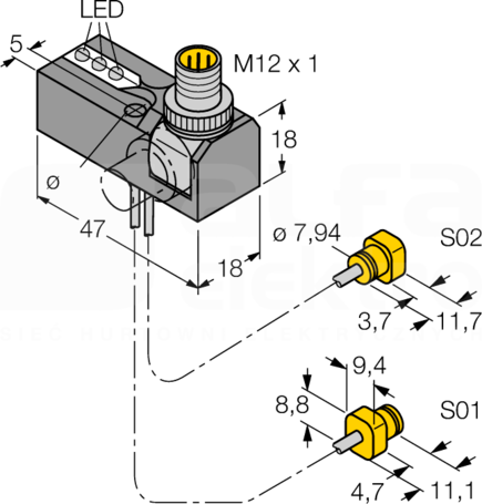 NI2-K08Q-0,095/0,11-BDS-2AP6X3-H1141/S34 Czujnik indukcyjny